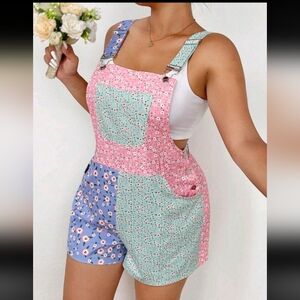 Pink and Blue Floral Jumpsuit